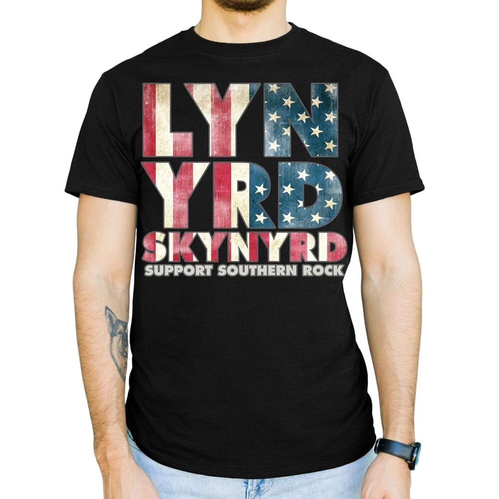 Lynyrd Skynyrd Flag US Stars Stripes 70s Southern Rock Band T-Shirt - Picture 1 of 4